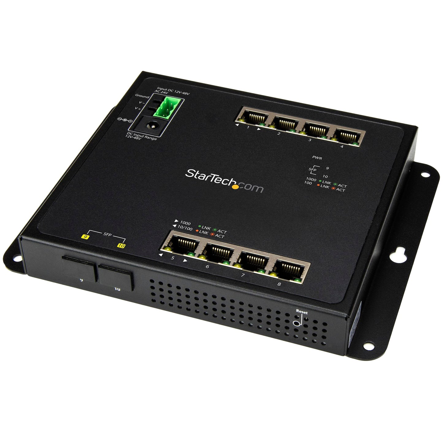 StarTech 5-Port Industrial 10/100 Ethernet Switch, DIN Mount, IP30, 12–48V DC