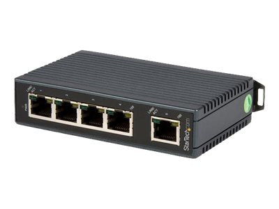 StarTech 5-Port Industrial 10/100 Ethernet Switch, DIN Mount, IP30, 12–48V DC