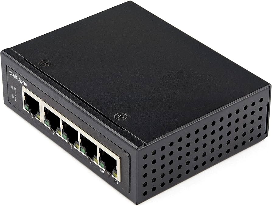 Commutateur industriel StarTech Gigabit PoE+ 5 ports, 30 W, montage DIN