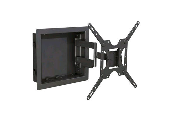 The PEERLESS IM746P is a TAA-compliant in-wall mount designed for 32" to 50" displays, offering a sleek black finish and compact dimensions for space-saving installation. With a compatible VESA pattern of 400 x 400 and sturdy U.S. manufacturing, it integrates seamlessly into professional AV setups and secure installations. Ideal for government, commercial, or institutional applications requiring a streamlined visual profile.