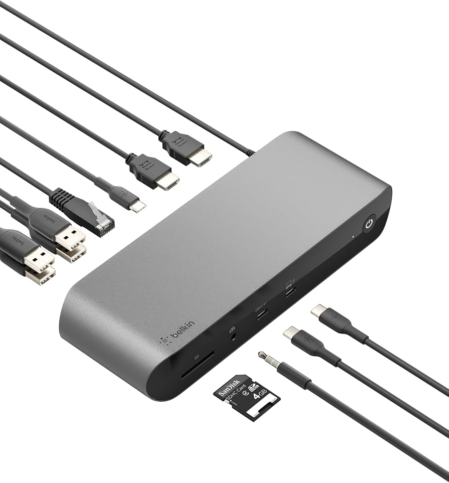 Station d'accueil BELKIN Thunderbolt 4 avec lecteur de carte SD et HDMI 2.0