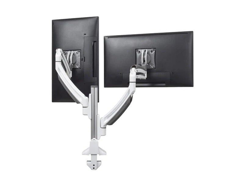 The CHIEF K1C220W is a high-quality column mount solution for dual monitor setups, designed with dual articulating arms and a white finish. Ideal for ergonomic workspace configurations, it provides flexible monitor positioning while maintaining compliance with TAA standards. Manufactured in the United States, it ensures solid construction and reliability.