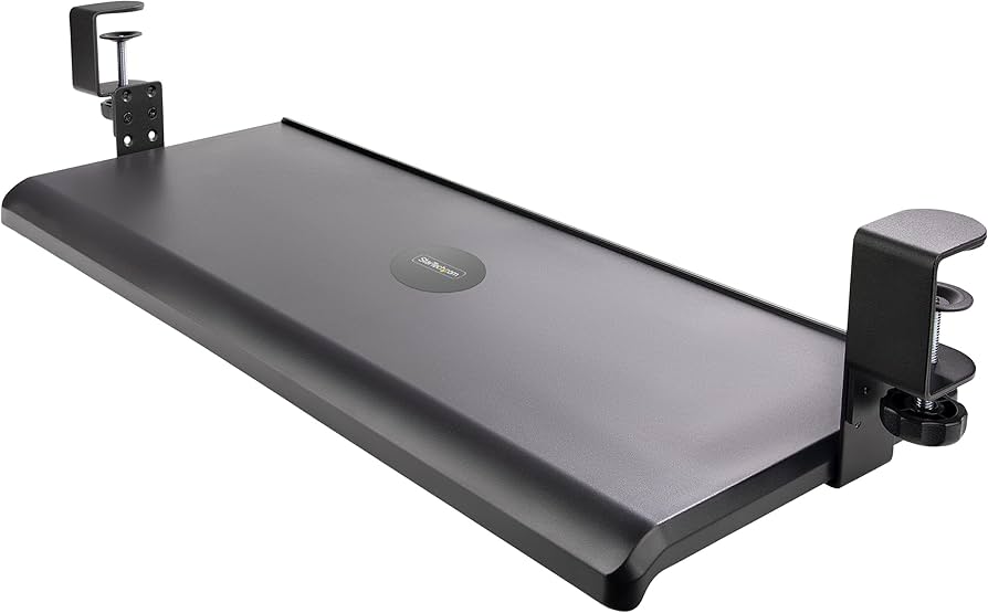 StarTech Clamp-On Sliding Under Desk Keyboard Tray, 26.5lb Capacity