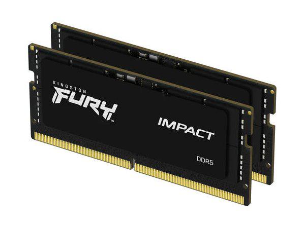 The Kingston 64GB 4800MHz DDR5 CL38 SODIMM Kit from the FURY Impact series delivers superior performance for high-efficiency systems. With two 32GB modules engineered for speed and responsiveness, this kit is ideal for memory-intensive computing workflows and gaming laptops requiring fast DDR5 support.