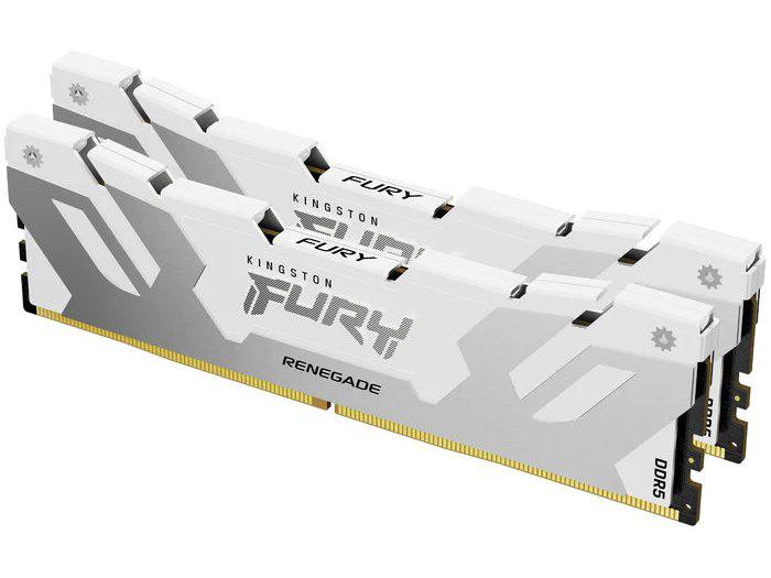 The Kingston 32GB DDR5 6400MT/s CL32 DIMM Kit delivers next-generation performance for high-end computing. Designed with gamers and PC enthusiasts in mind, this kit includes two 16GB modules with white heatspreaders under the FURY Renegade branding. Optimized for systems supporting Intel XMP, it balances speed with reliable low-latency performance.