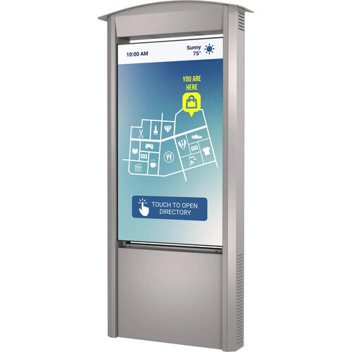 Kiosque Smart City extérieur simple face PEERLESS - Argent avec écran XHB