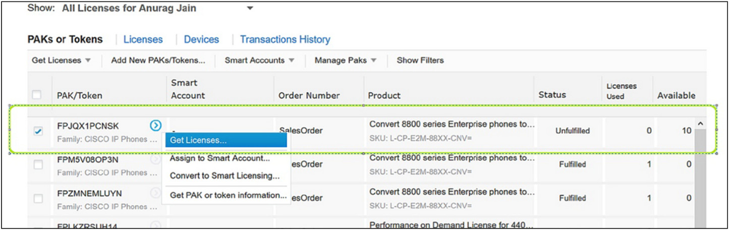 Licence de conversion du micrologiciel Cisco L-CP-E2M-88XX-CNV= pour la série 8800