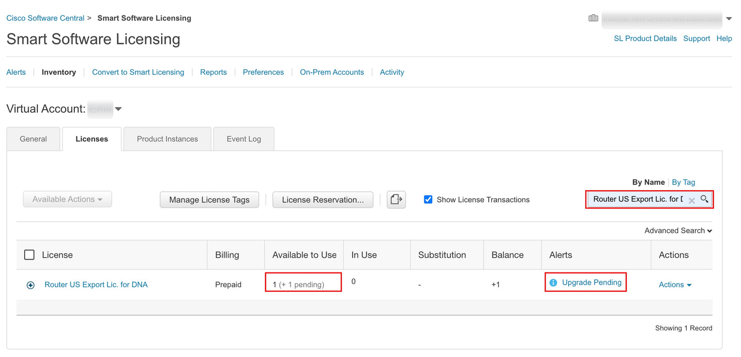 CISCO PLR SKU FOR 250MBPS License - Military Only