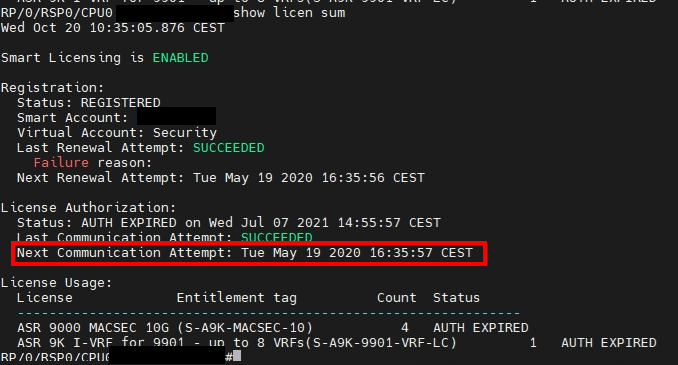 ASR 9000 MACSEC 10G Right to Use Smart License