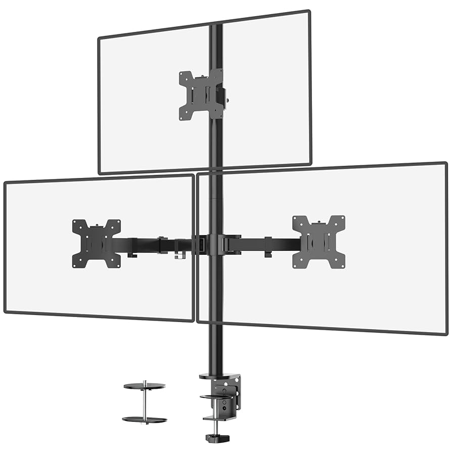 Bras de montage pour deux écrans VIEWSONIC, entièrement réglable, capacité de 22 lb chacun