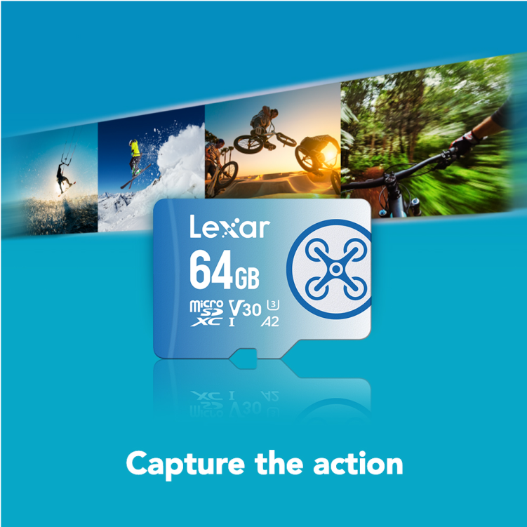 Carte mémoire flash Lexar FLY MicroSDXC UHS-I V30 A2 64 Go