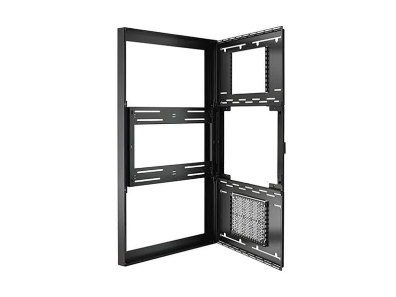 The CHIEF LW55UBPG 55-inch Portrait On-Wall Kiosk with Glass in black offers professional-grade display housing for commercial environments. Designed with tamperproof hardware and TAA compliance, this kiosk ensures both protection and peace of mind. Ideal for digital signage, this USA-made accessory delivers durability and streamlined aesthetics.