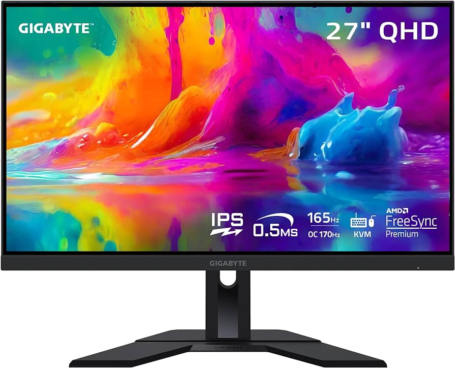 Moniteur de jeu GIGABYTE M27Q 27 pouces QHD 144 Hz IPS avec KVM