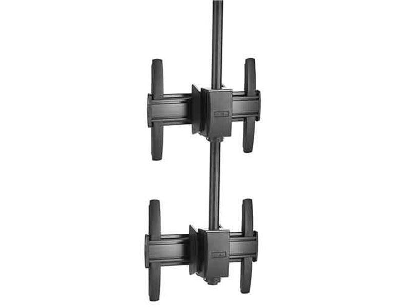 The CHIEF MCM1U and CPA048P Kit is a professional-grade ceiling-mounted display solution designed for stacking medium-sized displays in a 1 x 2 configuration. Ideal for commercial applications where space optimization and clean installation aesthetics are critical, the black finish and TAA compliance ensure suitability for government and enterprise environments.