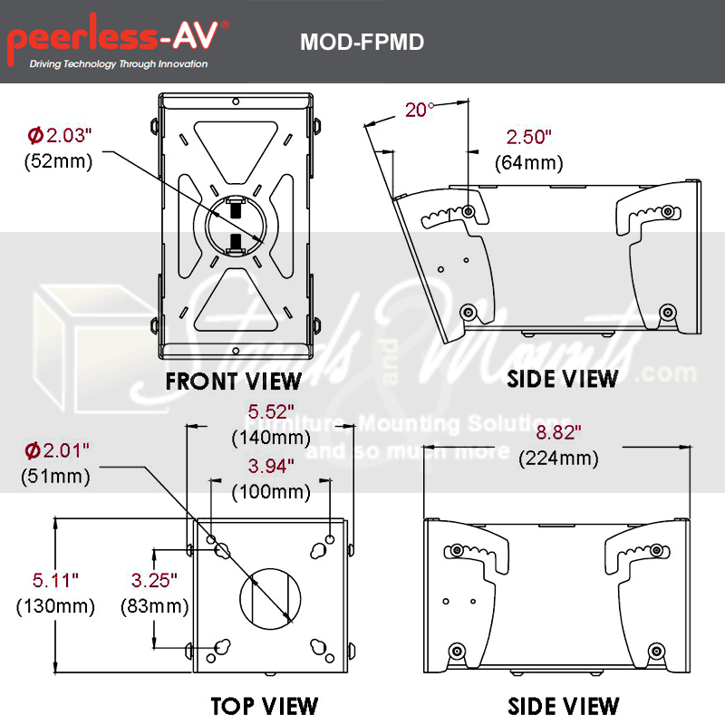Support double pour écran plat dos à dos PEERLESS MOD-FPMD, noir