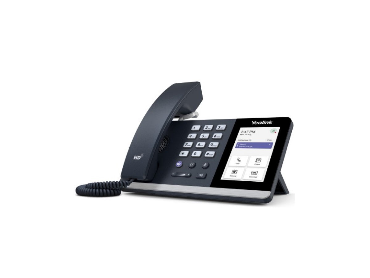 Designed for modern workplaces, the YEALINK MP54 E2 Teams Phone integrates Android 13 with a 4-inch capacitive touch screen for enhanced user interaction. It delivers Optimal HD audio using Yealink Noise Proof Technology and offers seamless Microsoft Teams integration. Featuring built-in Bluetooth 5.2 and dual-band Wi-Fi, this VoIP phone is engineered for productivity and clarity.