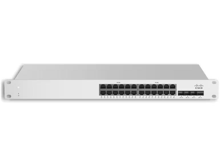 The Cisco Meraki MS225-24 is a Layer 2 cloud-managed switch optimized for enterprise deployments. With 24 Gigabit Ethernet ports and 4 10GbE SFP+ uplinks, it delivers high throughput and reliable Layer 2 performance. Compact 1U form factor and remote management features make it ideal for scalable network setups.