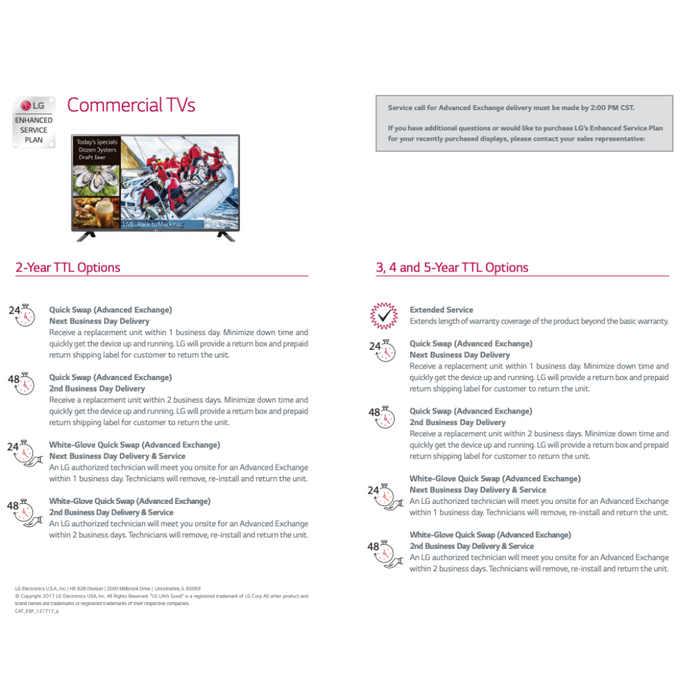Service d'échange rapide LG 5 ans/48 heures pour écran d'affichage 49 pouces