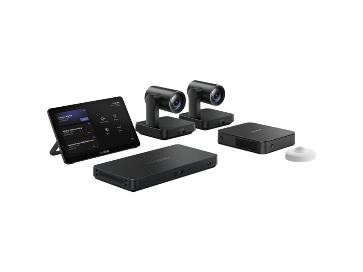 Designed for seamless collaboration in expansive meeting areas, the YEALINK MVC940-C5-000 is a native Microsoft Teams Rooms system tailored for extra-large rooms. This advanced bundle includes dual UVC84 PTZ cameras with 12x optical zoom, MCoreKit-C5 compute module, AVHub, remote control, wallmount brackets, power adapter, and all necessary cables for plug-and-play deployment.