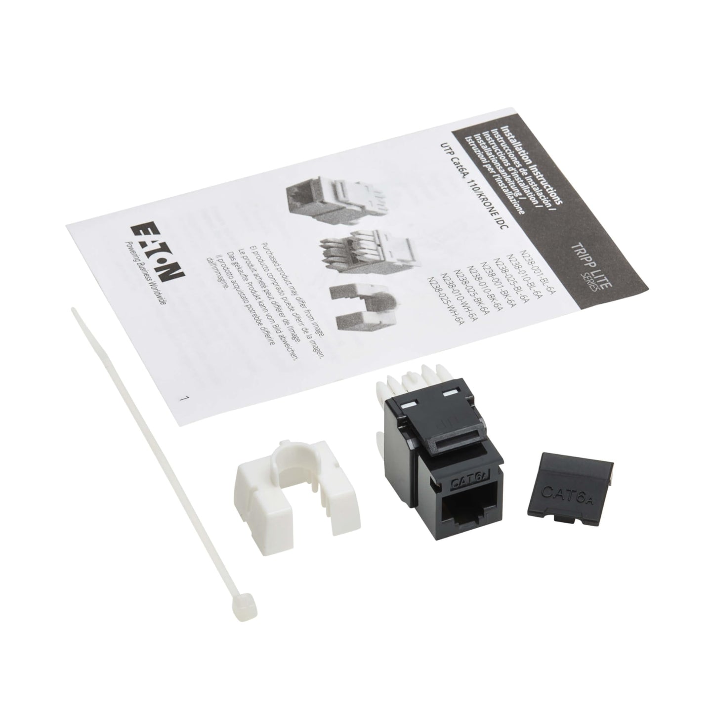 Lot de 10 prises Keystone Eaton Tripp Lite Cat6a, PoE++ TAA, RJ45, noires
