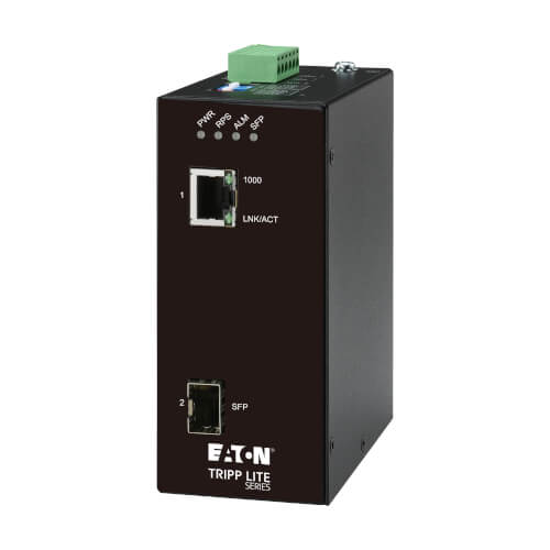 Eaton Tripp Lite Series Hardened Gigabit Fiber to Ethernet Media Converter, 10/100/1000 Mbps, RJ45/SFP, -10degrees to 60degreesC, DC Power, TAA