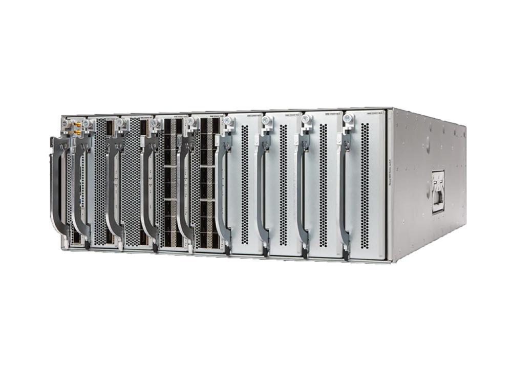 The Cisco Nexus 9400 Series switch chassis N9K-C9408 is a 4RU modular system providing comprehensive Layer 2 and Layer 3 wired switching capabilities. With a high-performance 10Gbps throughput, support for major industrial protocols like IEEE 802.1ae, and interfaces including RJ-45, SFP, and USB 3.0, it offers robust networking for enterprise environments. Designed to support up to eight line cards, this chassis delivers scalability and performance ideal for data centers and large IT infrastructures.