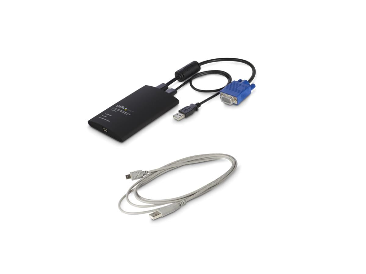 This compact STARTECH USB Crash Cart Adapter enables direct BIOS-level control of any VGA and USB-equipped system without the need for a traditional crash cart. Designed for IT professionals, it captures video up to 1920x1200 at 60Hz, supports file transfers for easy sharing, and connects via USB Mini-B with wired connectivity. Ideal for secure, efficient troubleshooting in server rooms or remote sites.