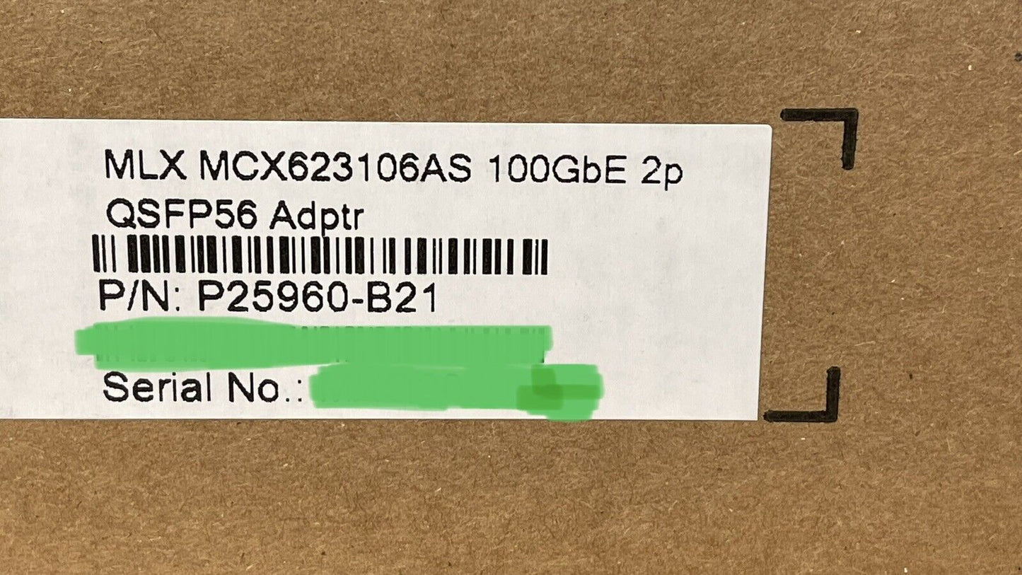 HP MLX MCX623106AS 100GbE 2-Port QSFP56 Ethernet Adapter