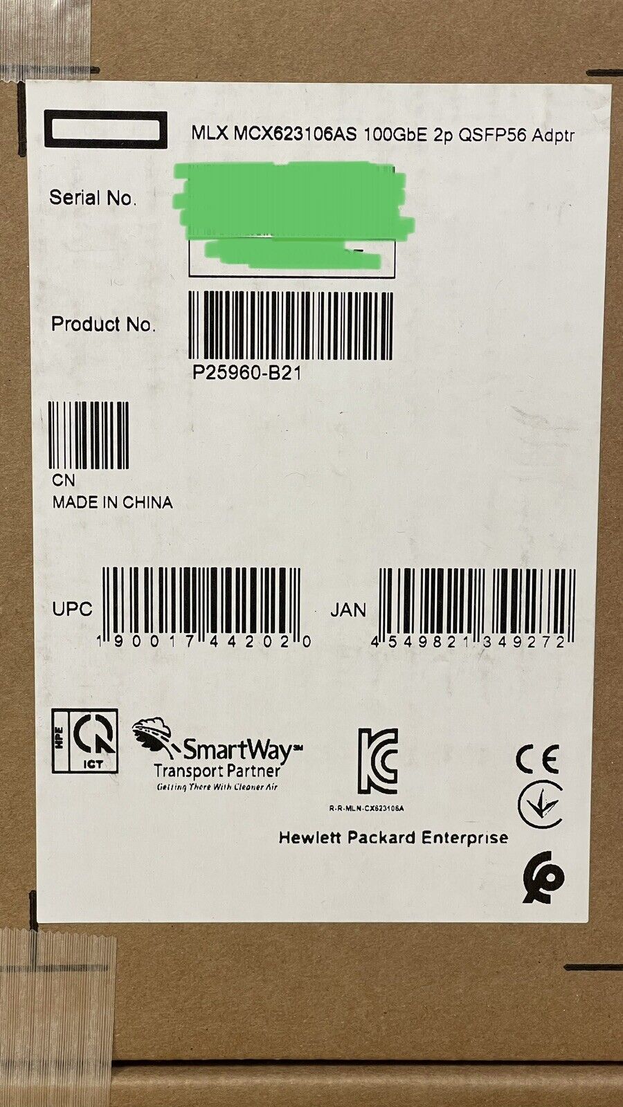 HP MLX MCX623106AS 100GbE 2-Port QSFP56 Ethernet Adapter