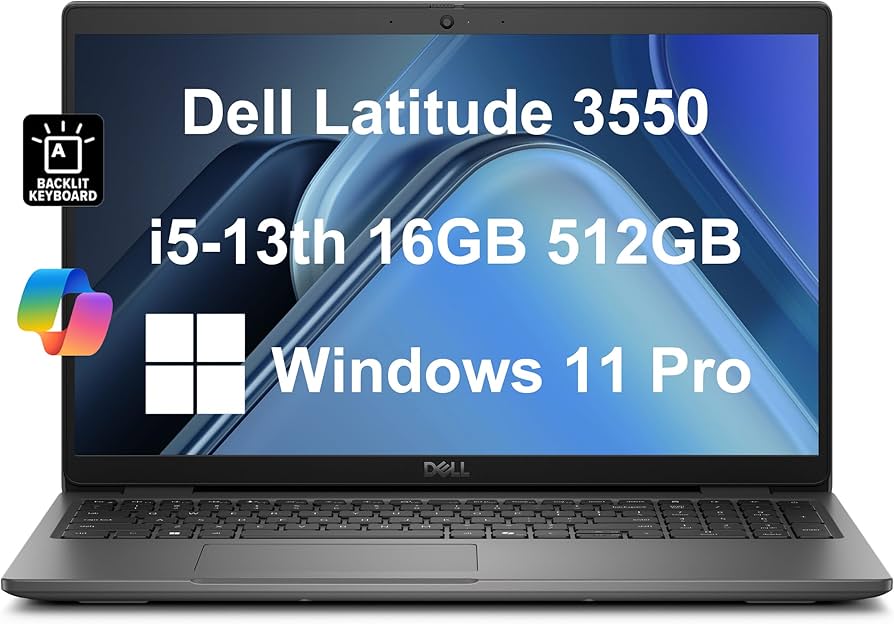 Dell Latitude 3550, Core i5-1335U, 8 Go de RAM, SSD 256 Go, écran Full HD 15,6", W11 Pro