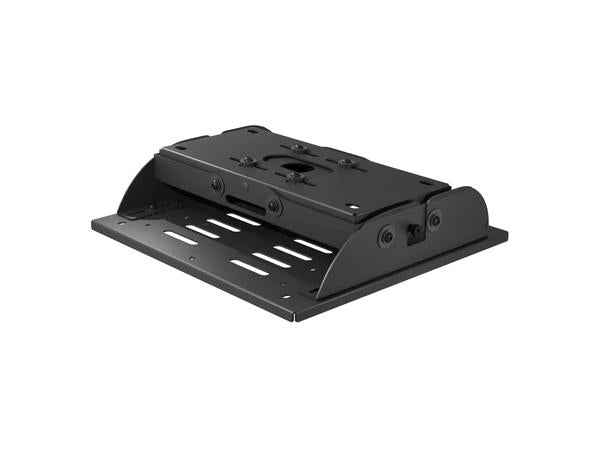 The PEERLESS PJR250 Dedicated Adaptor Plate for NEC projectors delivers a reliable mounting solution with a design tailored for NEC models. Built in the USA and TAA compliant, this black, steel adaptor plate ensures easy integration into AV installations with precise dimensions of 18.5 x 8.5 inches and a depth of 2.5 inches. Ideal for professional environments where compatibility and compliance matter.