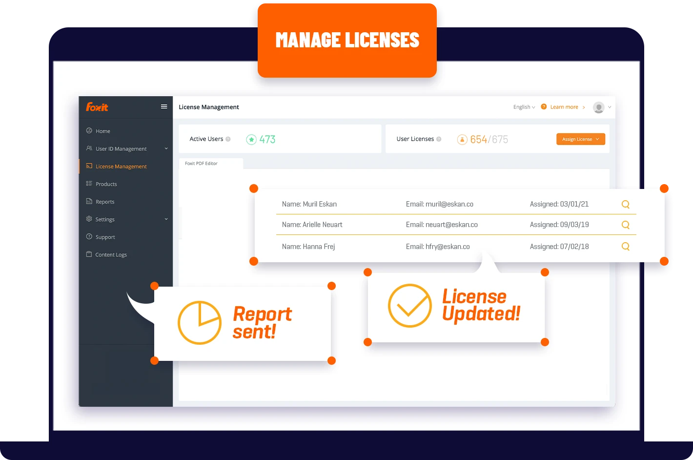 Solution hébergée de console d'administration FOXIT – Licence par utilisateur/an