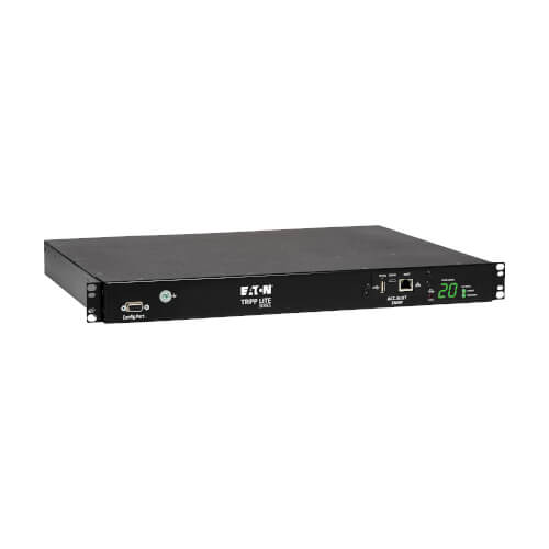 Eaton Tripp Lite Series 3.8kW Single-Phase Switched Automatic Transfer Switch PDU, Two 200-240V C20 Inlets, 8 C13 & 2 C19 Outputs, 1U, TAA