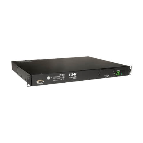 Eaton Tripp Lite Series 3.8kW Single-Phase Local Metered Automatic Transfer Switch PDU, Two 200-240V C20 Inlets, 8 C13 & 2 C19 Outputs, 1U, TAA