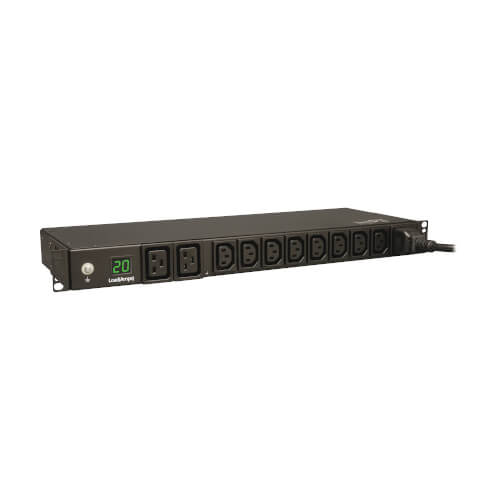 Eaton Tripp Lite Series 3.7kW Single-Phase Local Metered PDU, 208/230V (8 C13 & 2 C19), C20 / L6-20P Adapter, 12 ft. (3.66 m) Cord, 1U Rack-Mount, TAA