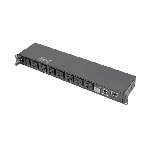 Eaton 1.9kW Single-Phase Switched PDU, LX Interface, 120V Outlets (8 5-15/20R), NEMA L5-20P/5-20P input, 12 ft. (3.66 m) Cord, 1U Rack, TAA
