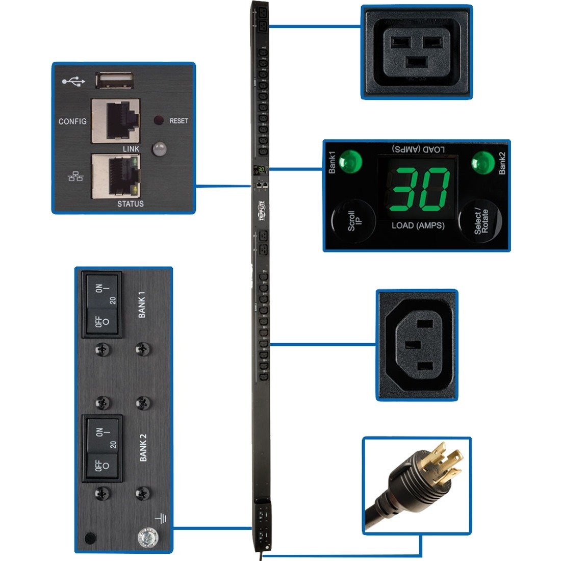 EATON PDUMV30-ISO 2.88kW Vertical Metered PDU w/ ISOBAR Surge, 20 Outlets