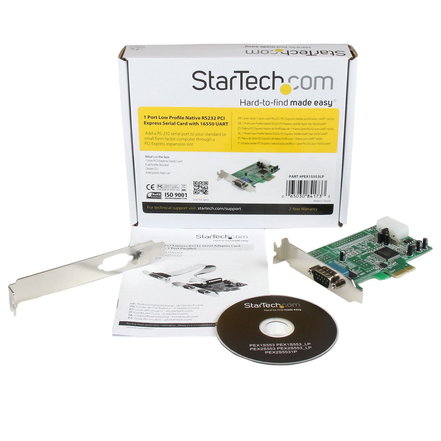StarTech PEX1S553LP PCIe RS232 Serial Adapter Card, 1-Port, Low Profile