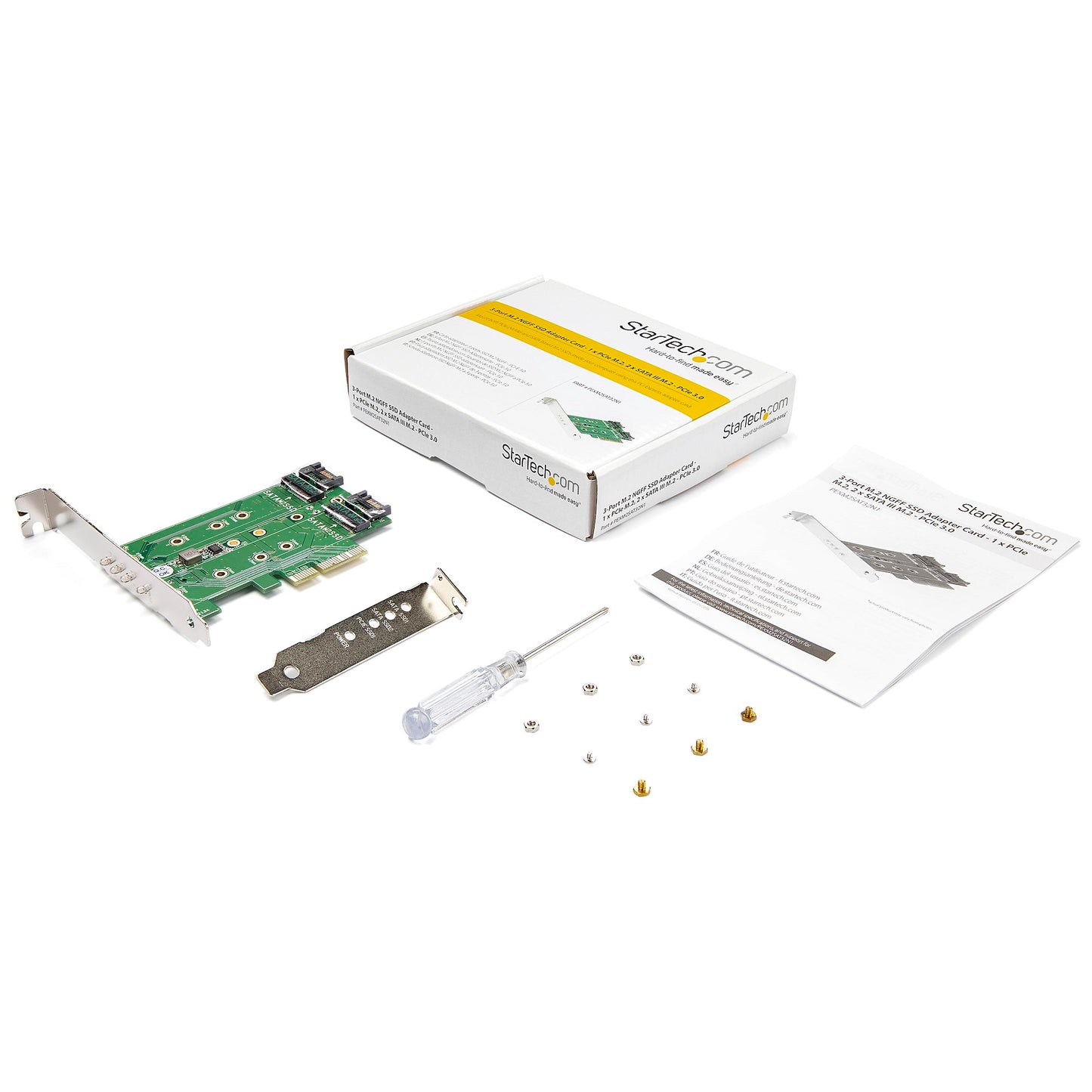 StarTech PEXM2SAT32N1 M.2 SSD Adapter Card - PCIe x4, 1x NVMe, 2x SATA M.2