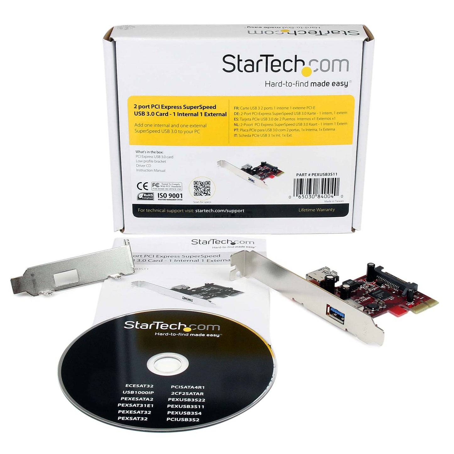 Carte StarTech PCIe USB 3.0 à 2 ports (1 interne, 1 externe) - PEXUSB3S11