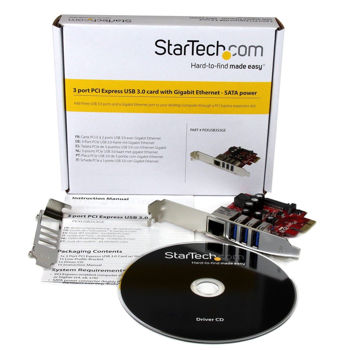 Carte adaptateur PCIe USB 3.0 et Gigabit Ethernet StarTech PEXUSB3S3GE