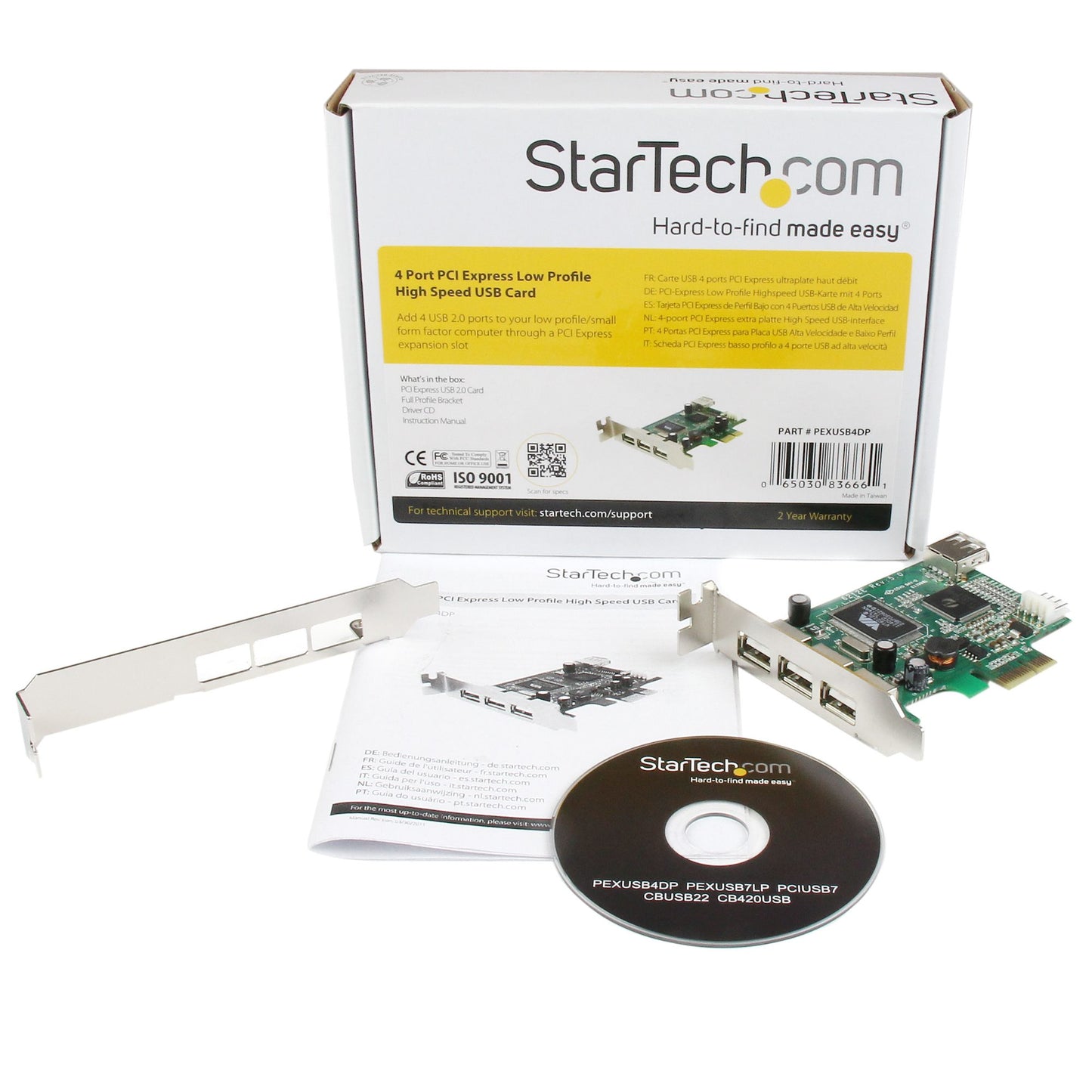 StarTech 4-Port Low Profile PCIe USB 2.0 Expansion Card
