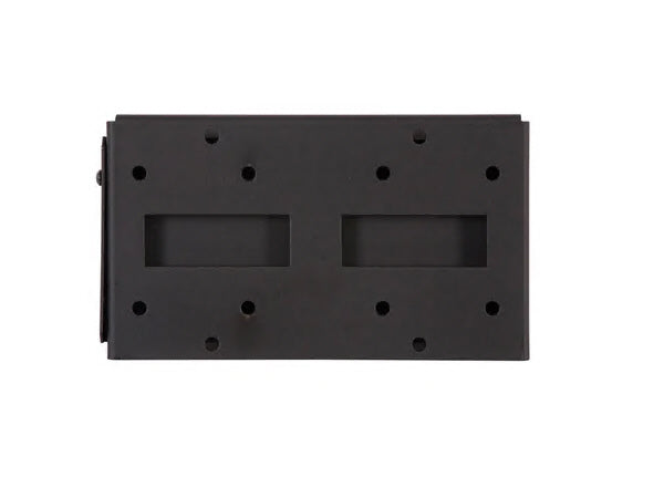 The Peerless PLP-V100 Flat Panel Adapter Plate is a durable steel bracket designed for secure display mounting applications. Finished in black and supporting up to 50 lbs (22.7 kg), it features integrated security hardware to help prevent theft. Compatible with numerous Peerless-AV mounts, this TAA-compliant accessory is ideal for professional AV installations.