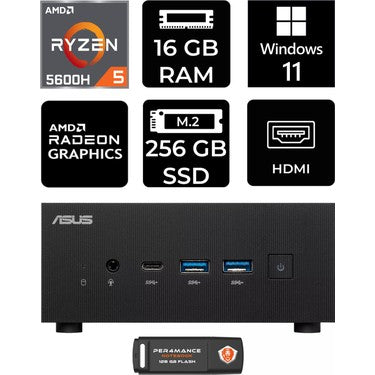 Mini PC ASUS ExpertCenter PN52, Ryzen 5 5600H, 16 Go de RAM, SSD 256 Go, W11P