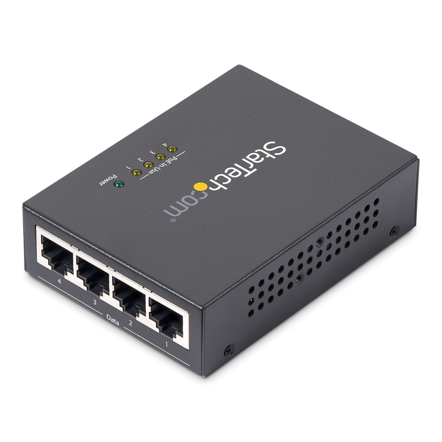 StarTech 4-Port Gigabit PoE+ Midspan Injector, 802.3af/at, Wall-Mountable