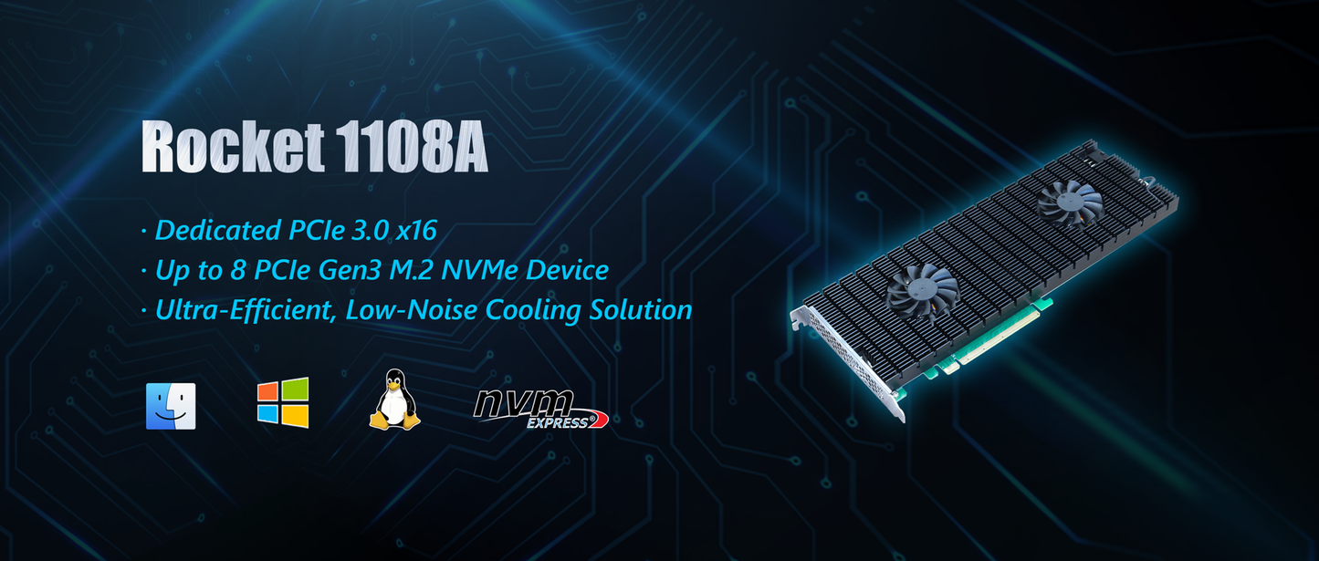 HighPoint R1108 8-Port M.2 NVMe PCIe 3.0 x16 HBA Controller