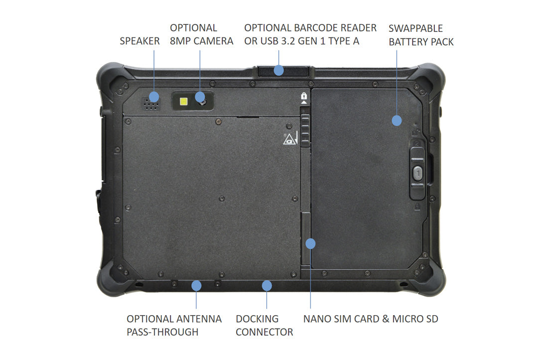 Tablette Durabook R8, Pentium 8500, 8 Go/128 Go, Windows 11, sans caméra arrière