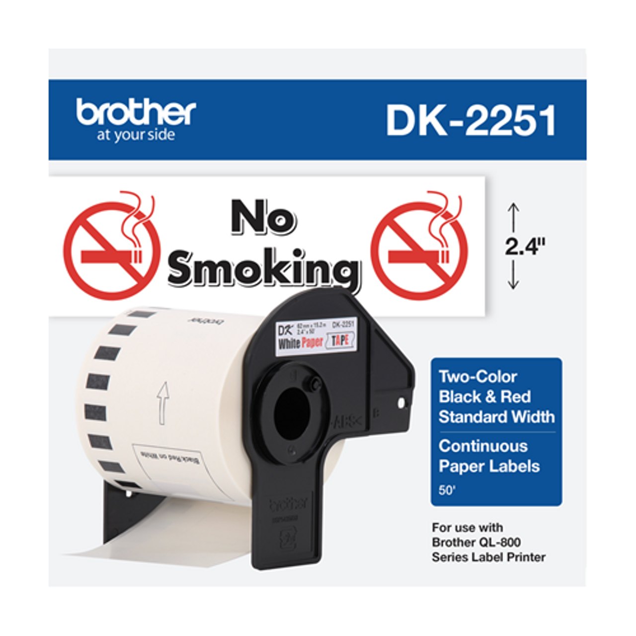 Étiquettes en papier premium Brother RDS01U2 4 po DT, 145 pi, 12 rouleaux/boîte
