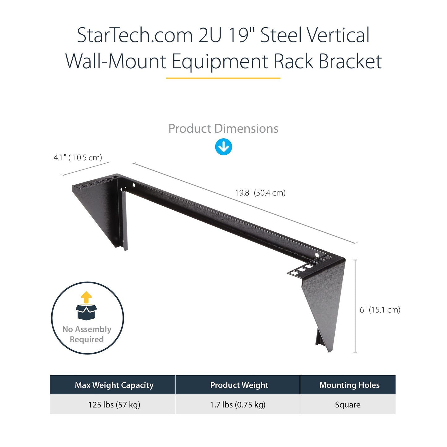 Support mural vertical STARTECH 2U pour équipement réseau 19" - RK219WALLV