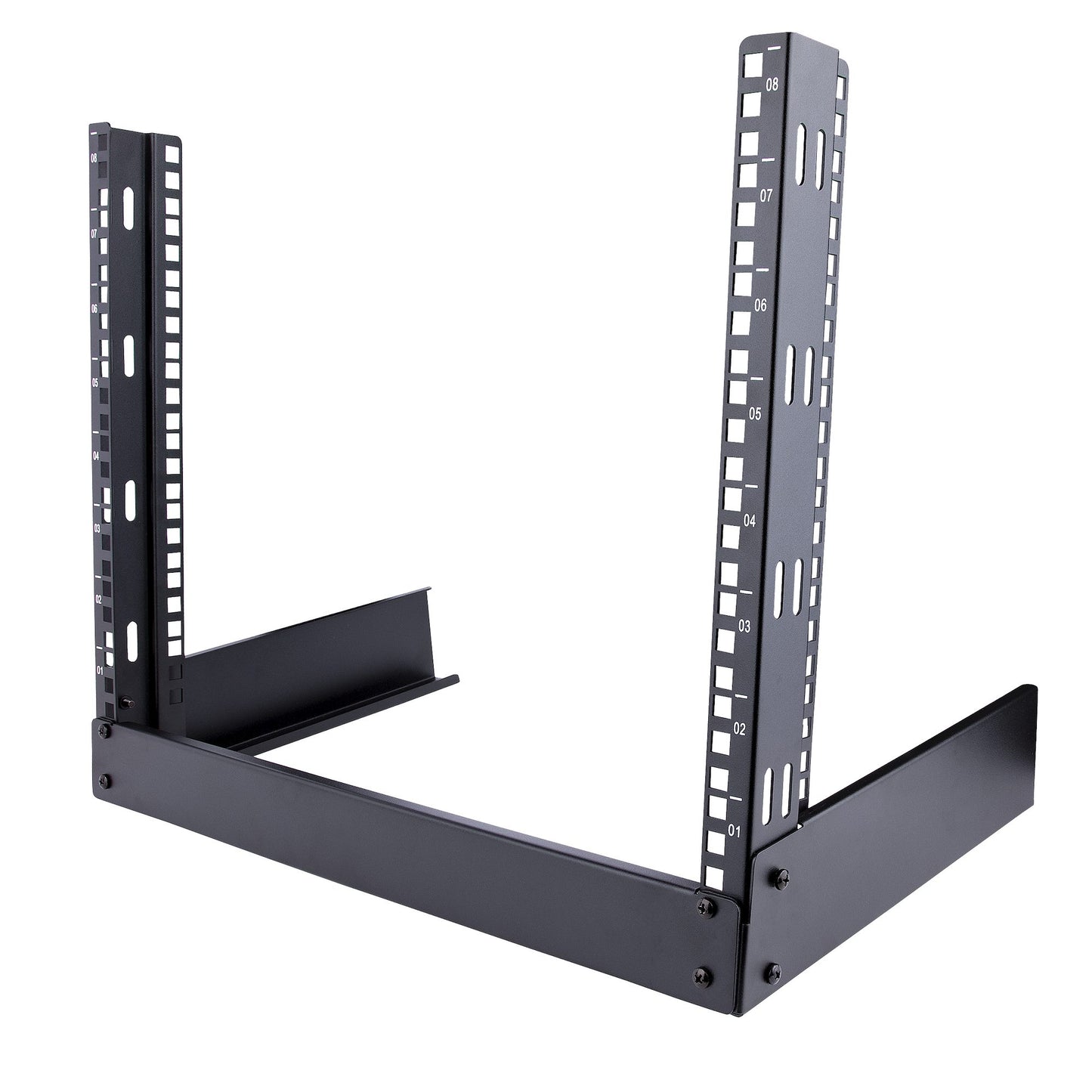 STARTECH RK8OD 8U 2-Post Open Frame Desktop Rack, Steel, Black